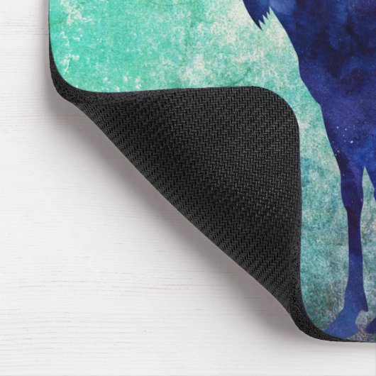 Celestial Blue Moose Silhouette Mousepad (Ecke)