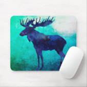 Celestial Blue Moose Silhouette Mousepad (Mit Mouse)