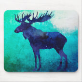 Celestial Blue Moose Silhouette Mousepad (Vorne)