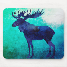 Celestial Blue Moose Silhouette Mousepad