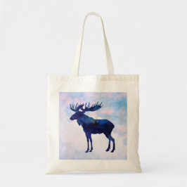 Celestial Blue Moose Silhouette Tragetasche