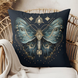 Celestial Blue Moth Witchmas Throw Pillow Kissen