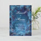 Celestial Blue Nebula Wedding Einladung (Stehend Vorderseite)