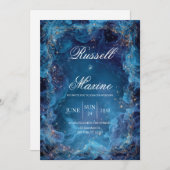 Celestial Blue Nebula Wedding Einladung (Vorne/Hinten)