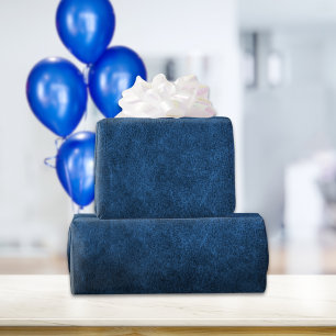 Celestial Blue Old World Imitats Leather Geschenkpapier