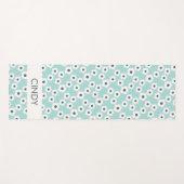 Celestial Blue Personalisiert Modern Retro Floral Yogamatte (Vorderseite (Horizontal))
