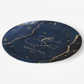 Celestial Blue Quinceanera Midnight Stars Moon Pappteller (Schrägansicht)