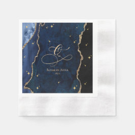  Celestial Blue Quinceanera Midnight Stars Moon  Serviette