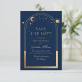 Celestial Blue Save the Date Geburtstag Quinceaner (Stehend Vorderseite)