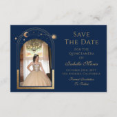 Celestial Blue Save the Date Geburtstag Quinceaner (Vorderseite)