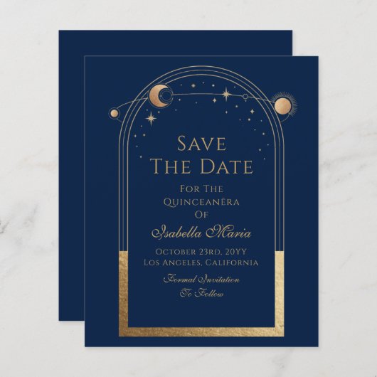 Celestial Blue Save the Date Geburtstag Quinceaner (Vorne/Hinten)