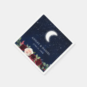 Celestial Blue Sky Moon Stars Blumenhochzeit Serviette (Ecke)