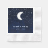 Celestial Blue Sky Moon Stars Hochzeitscocktail Serviette (Vorderseite)