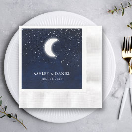 Celestial Blue Sky Moon Stars Hochzeitscocktail Serviette