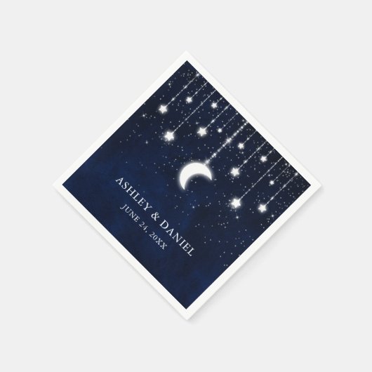 Celestial Blue Sky Moon Stars Lights Wedding Serviette (Ecke)