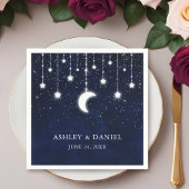 Celestial Blue Sky Moon Stars Lights Wedding Serviette