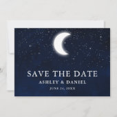 Celestial Blue Sky Moon Stars Save the Date (Vorderseite)