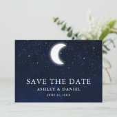 Celestial Blue Sky Moon Stars Save the Date (Stehend Vorderseite)