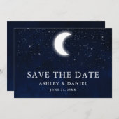 Celestial Blue Sky Moon Stars Save the Date (Vorne/Hinten)
