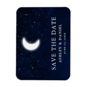 Celestial Blue Sky Moon Stars Save the Date Magnet (Vertikal)