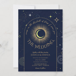 Celestial Blue Starry Night Wedding Einladung