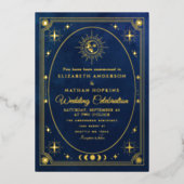 Celestial Blue Tarot Card Einladung zur Hochzeitsr (Vorderseite)