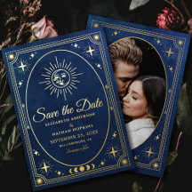 Celestial Blue Tarot Wedding Foto Save the Date