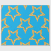 Celestial Blue und Gold Star Geschenkpapier (Flach)
