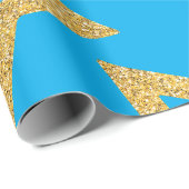 Celestial Blue und Gold Star Geschenkpapier (Rolleneckpunkt)