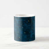 Celestial Blue und Gold Starry Night Crescent Moon Kaffeetasse (Mittel)