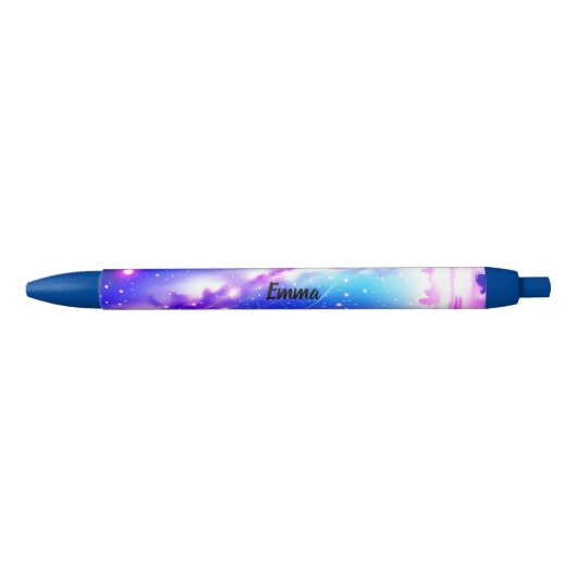 Celestial Blue und Pink Galaxy Individuelle Name S Kugelschreiber (Vorderseite)