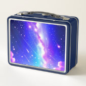 Celestial Blue und Pink Galaxy Individuelle Name S Metall Brotdose (Rückseite)