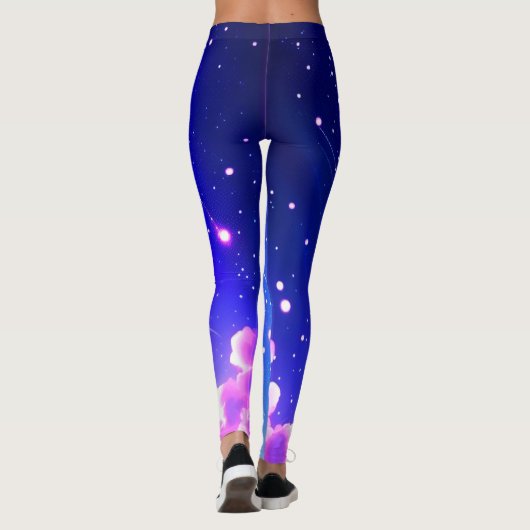 Celestial Blue und Pink Galaxy Leggings (Rückseite)