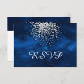 Celestial Blue Universe mit Silver Confetti RSVP Karte (Vorne/Hinten)