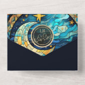 Celestial Blue Wedding All In One Einladung (Rückseite)