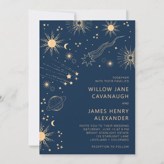 Celestial Blue Wedding Einladung (Vorderseite)