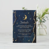 Celestial Blue Wedding Midnight Stars Moon Begleitkarte (Stehend Vorderseite)
