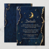 Celestial Blue Wedding Midnight Stars Moon Begleitkarte (Vorne/Hinten)