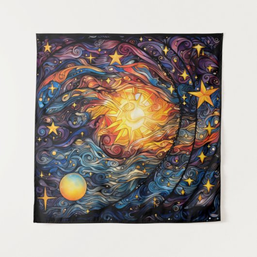 Celestial Bodies Tapestry Wandteppich (Vorderseite)
