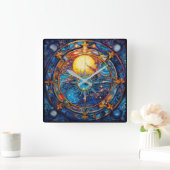 Celestial Bodies Wall Clock Quadratische Wanduhr (Zuhause)
