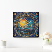 Celestial Bodies Wall Clock Quadratische Wanduhr (Zuhause)