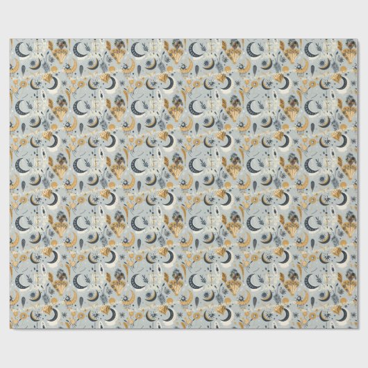 Celestial Boho Chic Personalisiert Wrapping Paper Geschenkpapier (Flach)