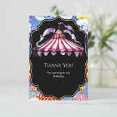 Celestial Boho Circus Geburtstag Dankeskarte (Stehend Vorderseite)