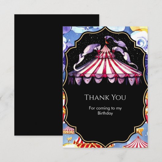 Celestial Boho Circus Geburtstag Dankeskarte (Vorne/Hinten)
