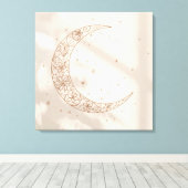 Celestial Boho Leinwanddruck | Minimaler Mondzyklu (Insitu (Holzboden))