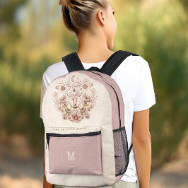Celestial Boho Moth Mushrooms Monogram Name Bedruckter Rucksack