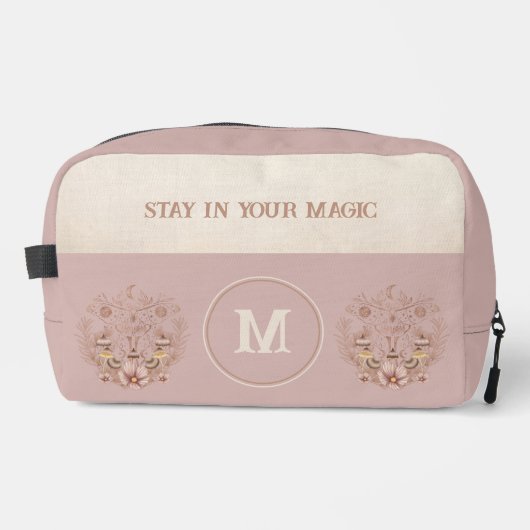 Celestial Boho Moth Mushrooms Monogram Name Waschbeutel (Vorderseite)