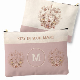 Celestial Boho Moth Mushrooms Monogram Name Zubehörtasche