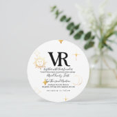 Celestial Boho Round Wedding Einladung (Stehend Vorderseite)