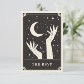 Celestial Boho Tarot Moon Wedding RSVP Card Begleitkarte (Stehend Vorderseite)